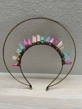 Multicolor Crystal Point Wire-Wrapped Headband